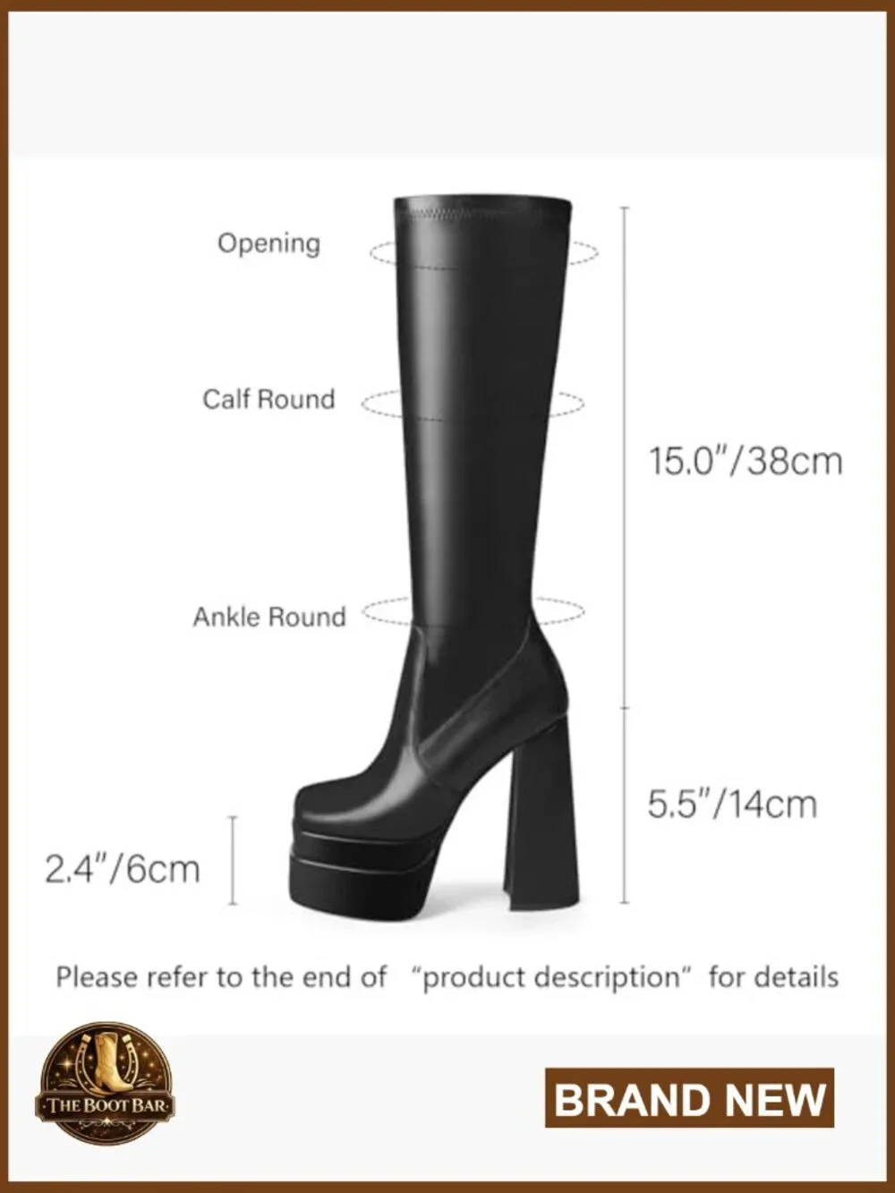 Platform Knee High Boots with Chunky Heel and Side Zipper for Parties